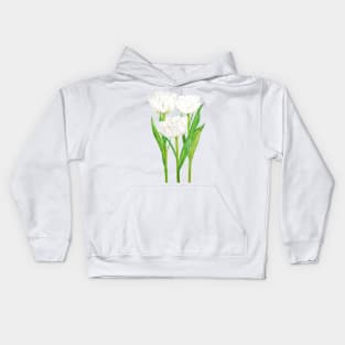 white tulip flowers Kids Hoodie